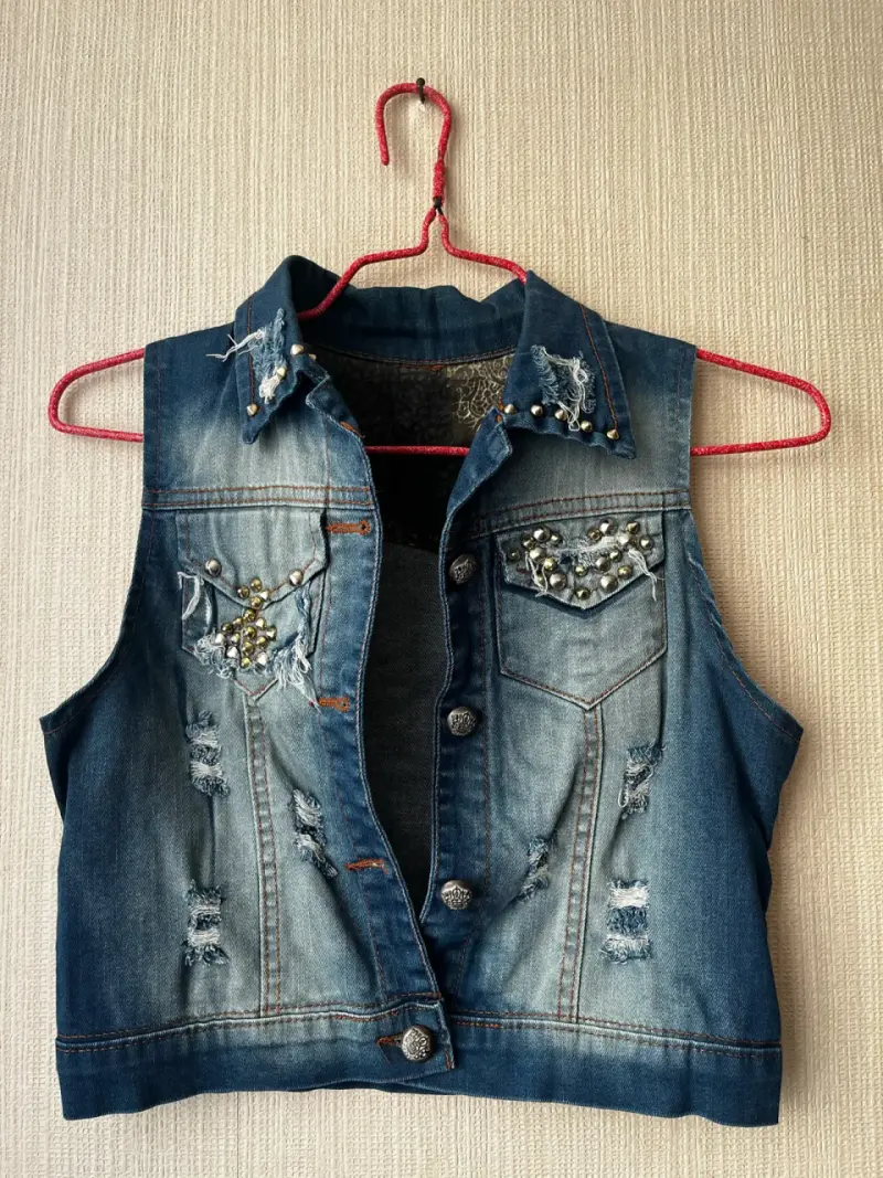 Chaqueta de mezclilla sin mangas de mujer