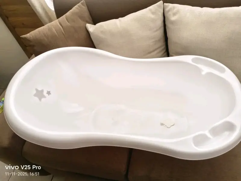 Tina de baño para bebé ergonómica blanca - 2
