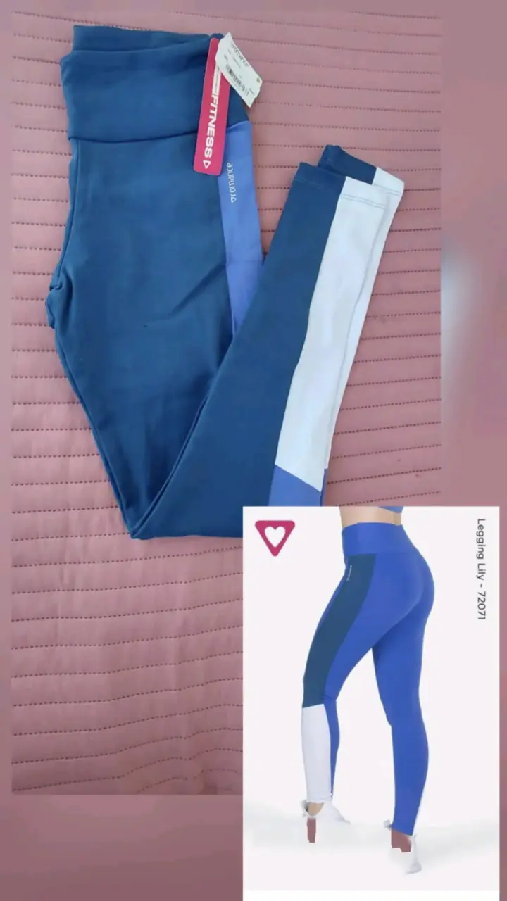 Leggings deportivos azul y blanco para mujer