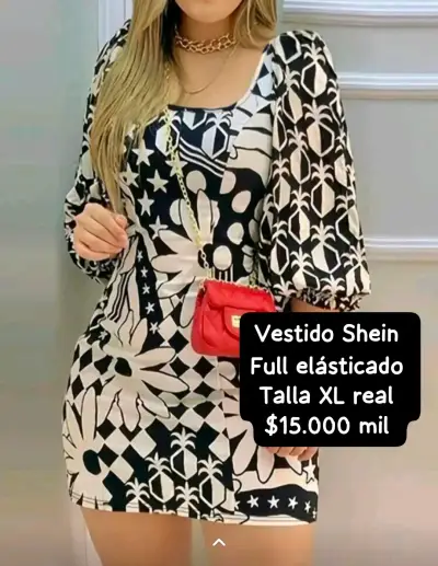 Vestido Shein estampado elástico talla XL - miniatura 1