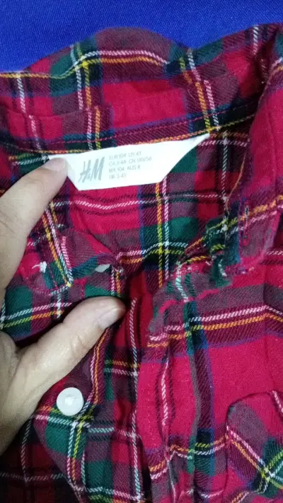 Camisa de franela a cuadros roja para niños - miniatura 2