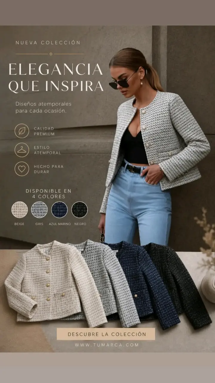 Chaqueta de tweed elegante en varios colores