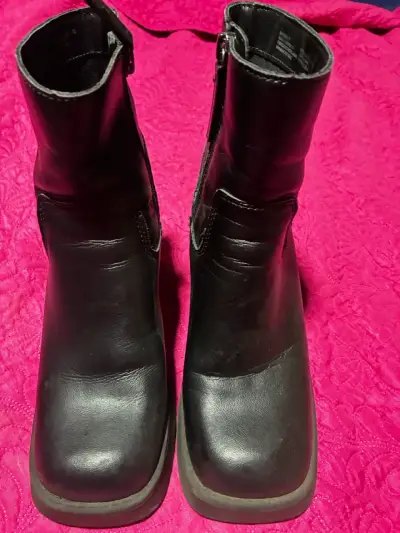 Botines de cuero negro con plataforma - miniatura 2