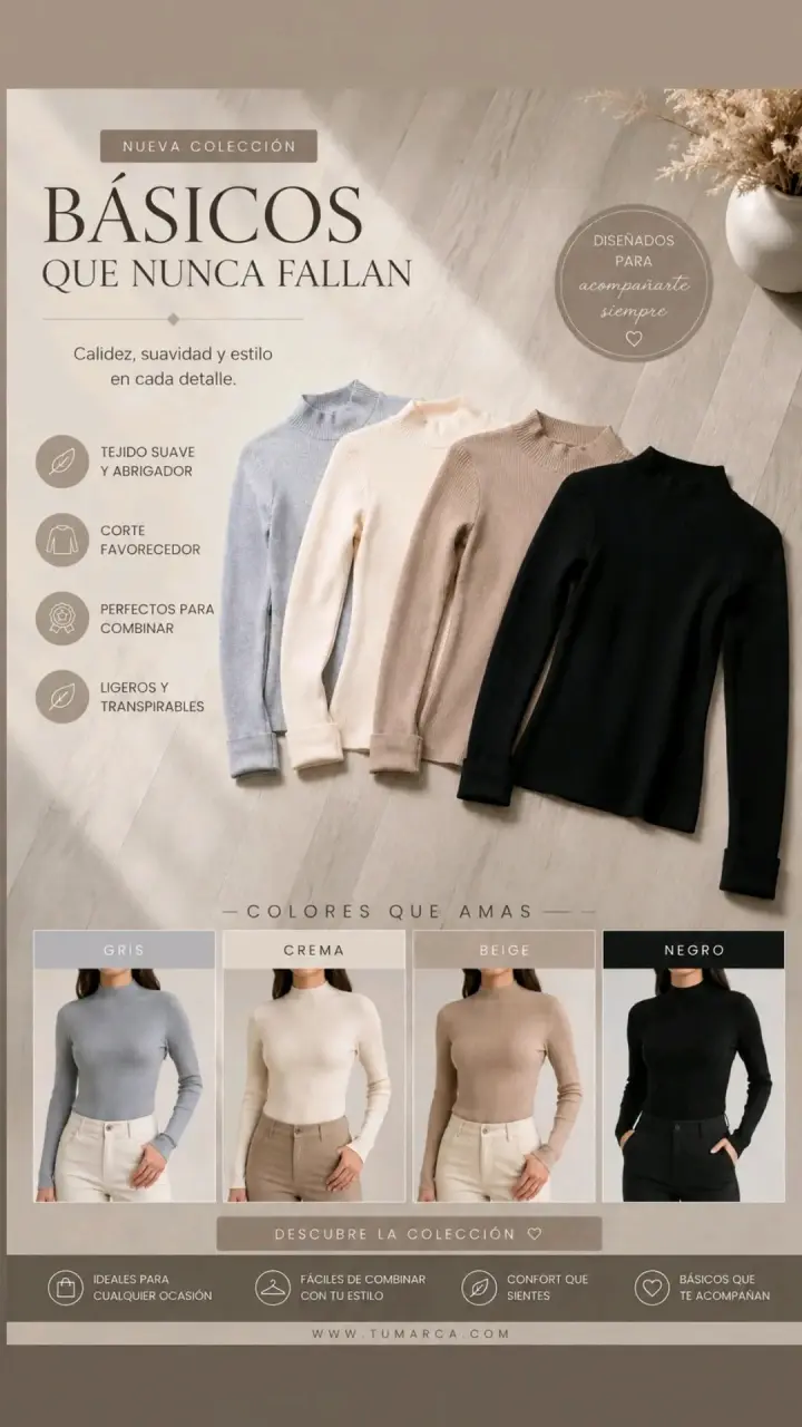 Suéter Básico Mujer en Colores Neutros