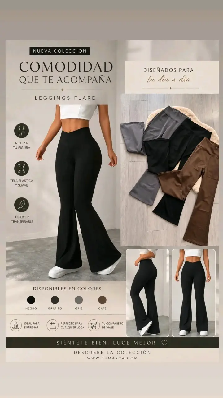 Calzas flare cómodos y elásticos para mujer