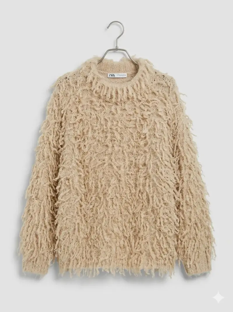 Sweater Nuevo Beige Texturizado Zara - 1
