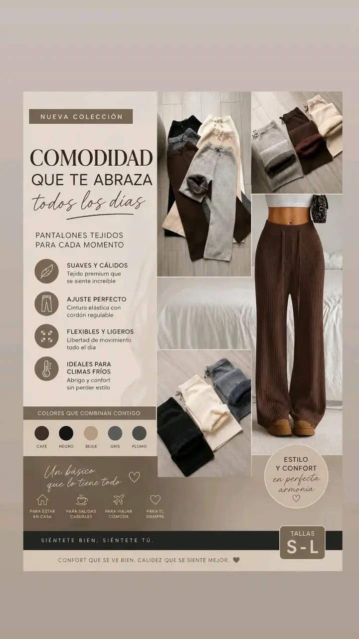 Pantalones tejidos cómodos y cálidos para mujer