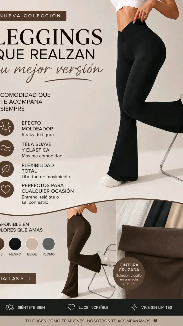 Leggings moldeadores negros con cintura cruzada