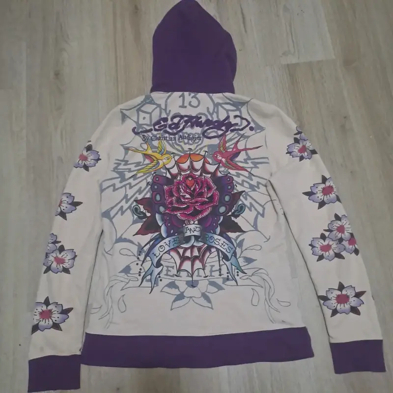 Poleron Ed Hardy cristian audiger y2k zip pedrería - 2