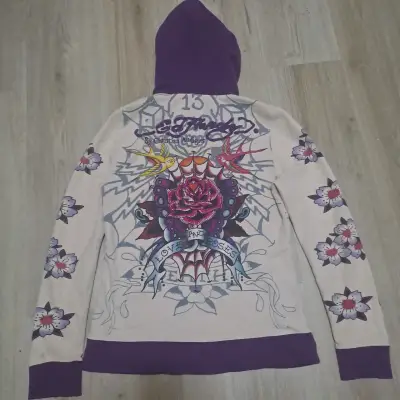 Poleron Ed Hardy cristian audiger y2k zip pedrería - miniatura 2