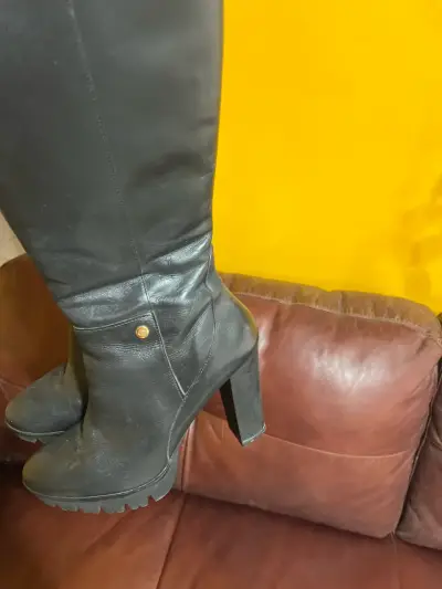 Botas de cuero Gacel negras N• 38 con tacón alto - miniatura 2