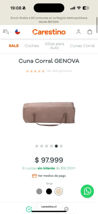 Cuna Corral Carestino Genova para Bebé - miniatura 2
