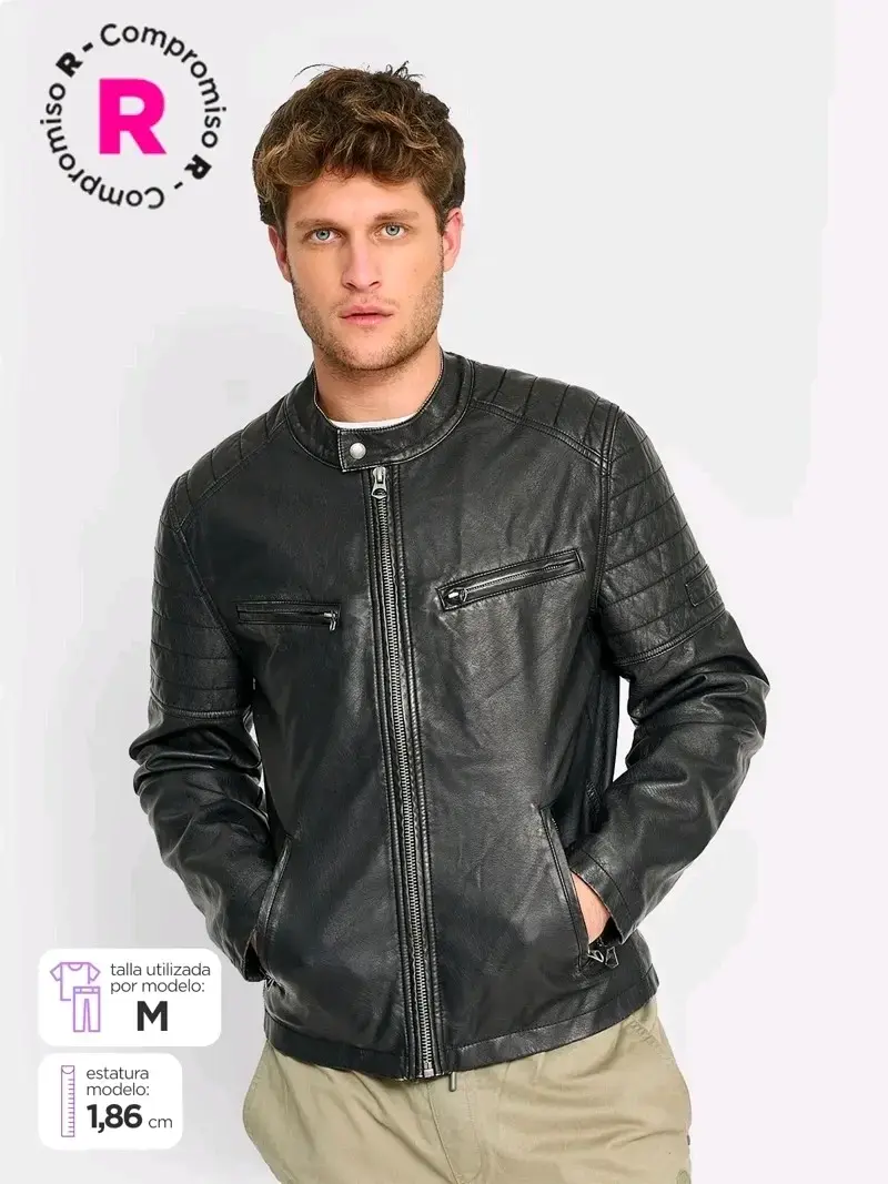 Chaqueta de cuero pepe jeans negra para hombre - 1