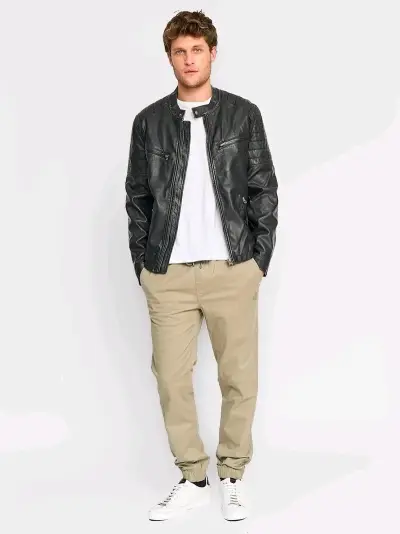 Chaqueta de cuero pepe jeans negra para hombre - miniatura 3