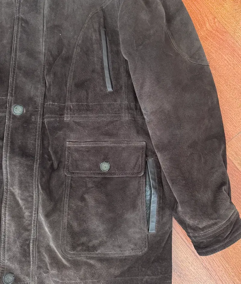 Abrigo de gamuza marrón para hombre - 4