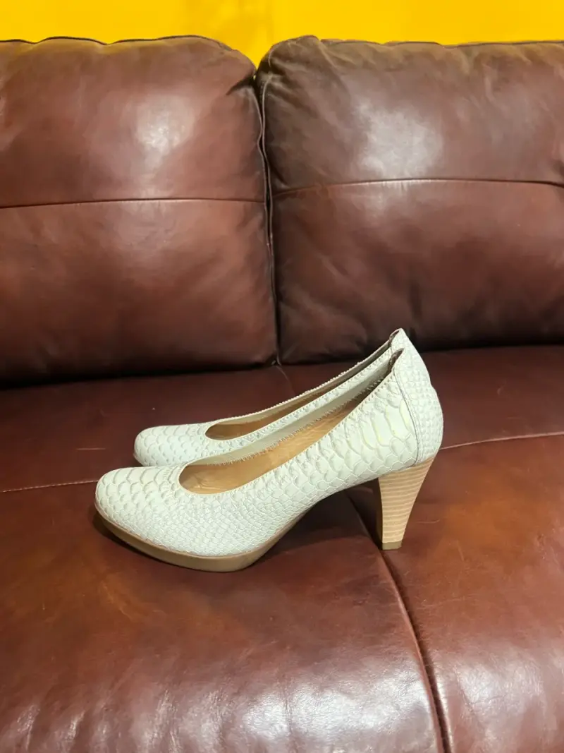 Zapatos gacel N•38 blanco y vestido blanco L - 3