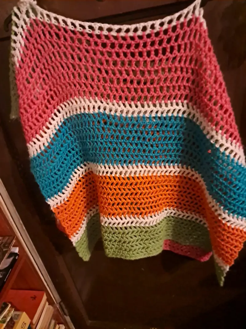 Poncho tejido a crochet multicolor para mujer - 2