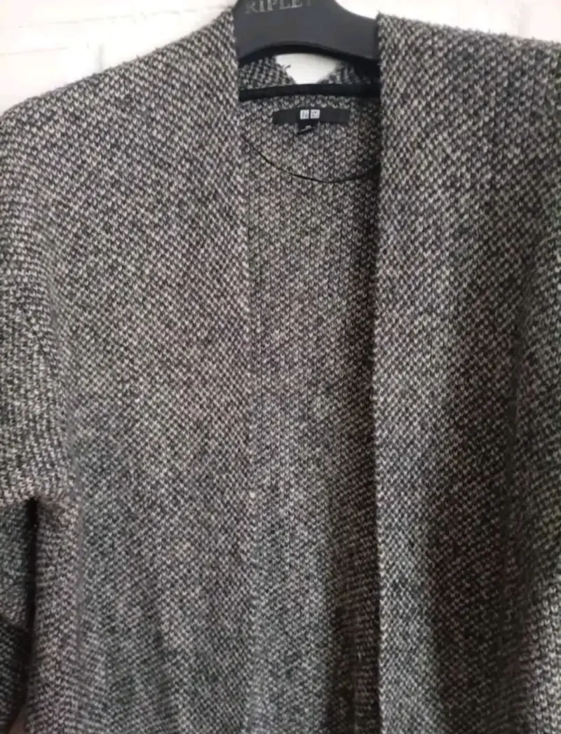 Cardigan largo gris para mujer - 3