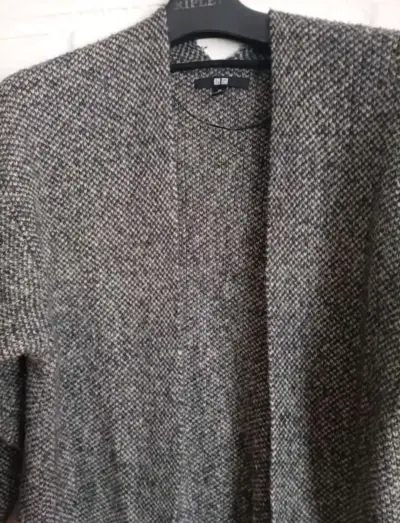 Cardigan largo gris para mujer - miniatura 3