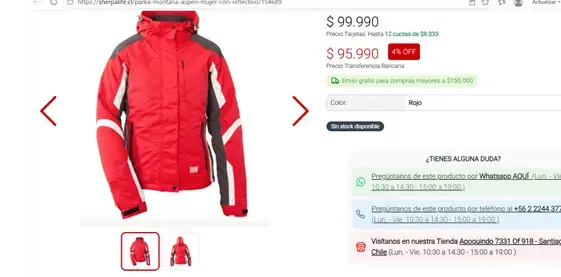 Chaqueta de montaña roja con reflectores para mujer - 1
