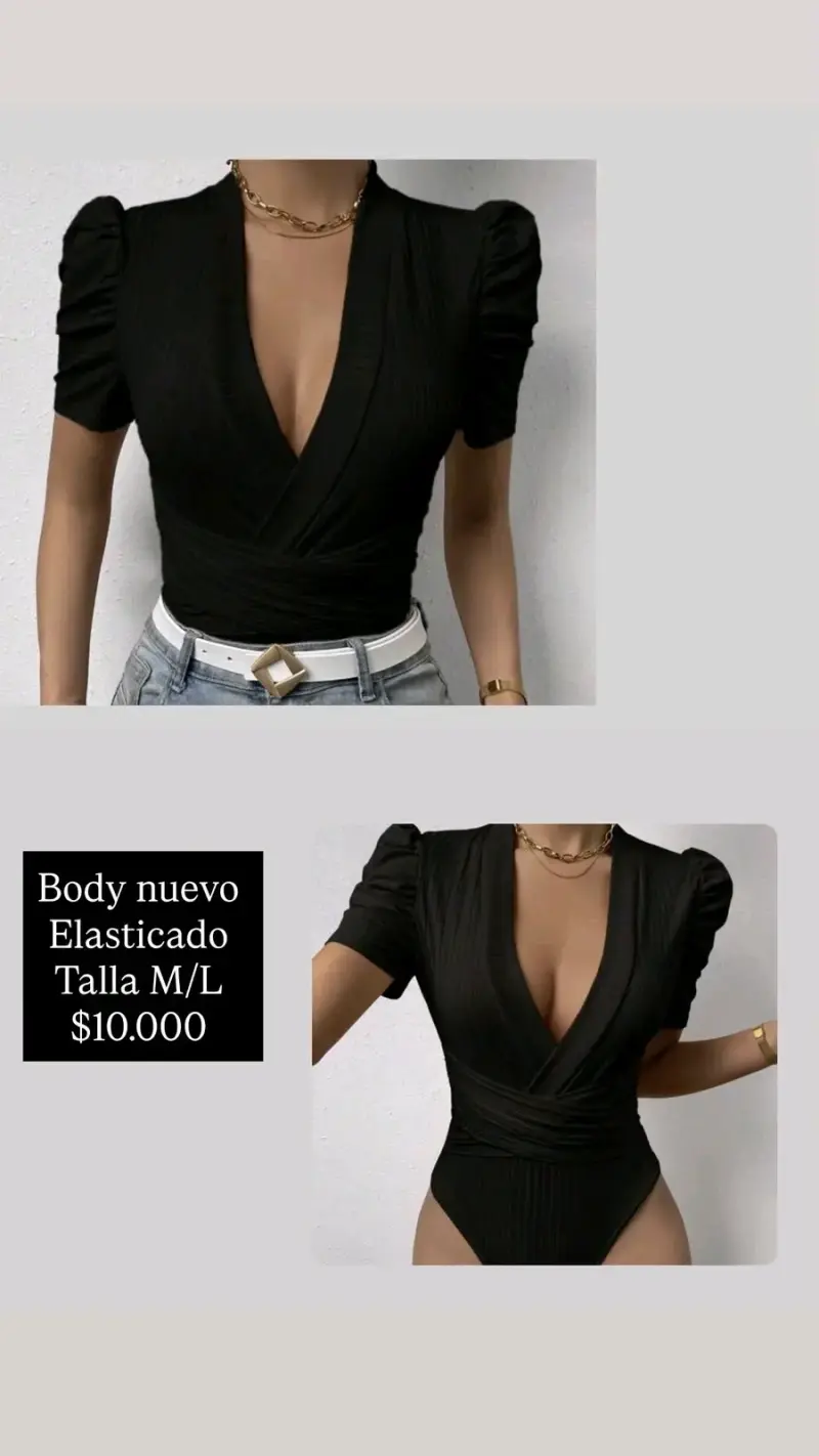 Body negro elástico nuevo talla M/L