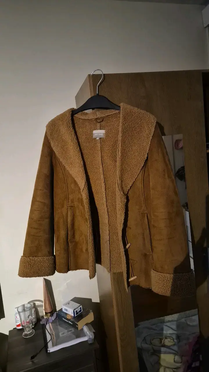Chaqueta de gamuza marrón con forro de lana - 2