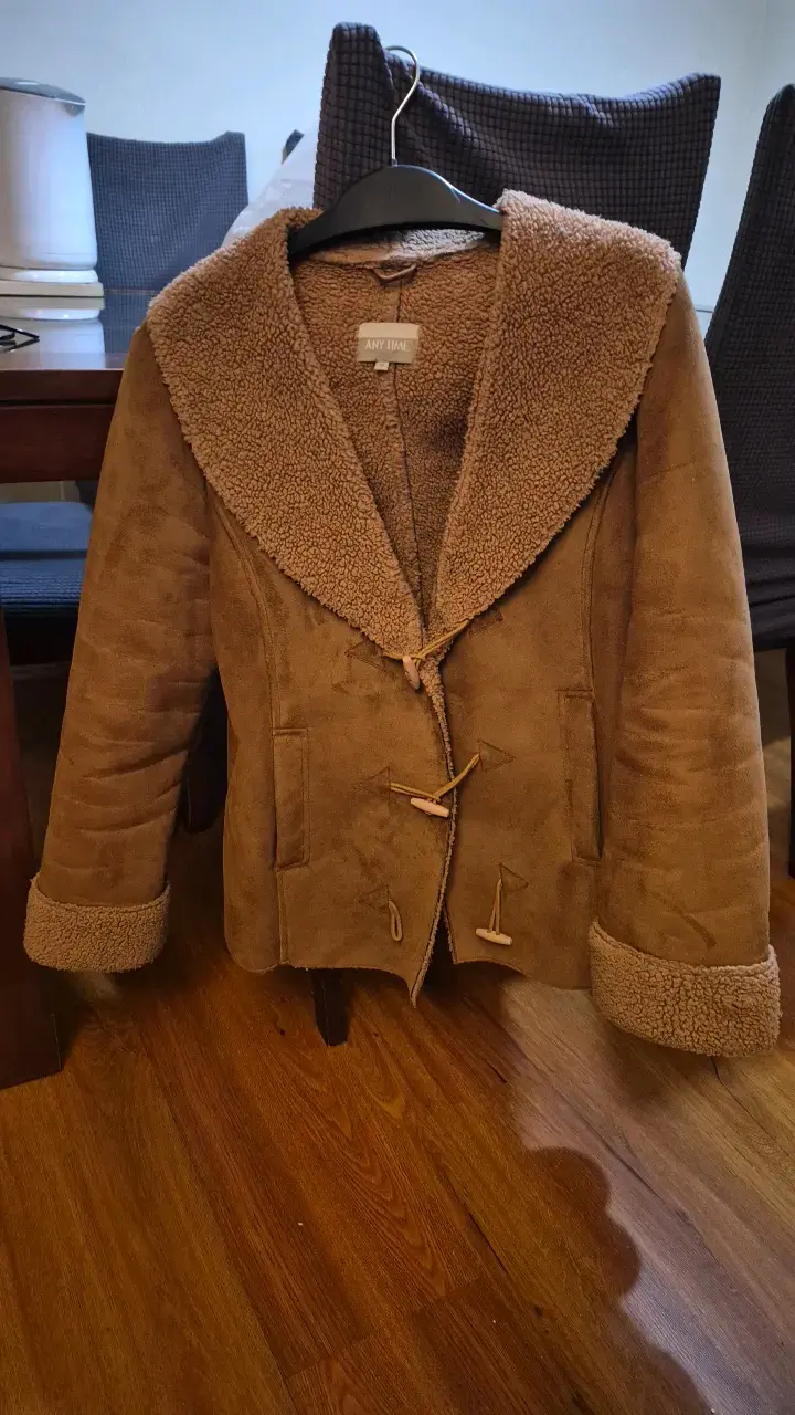 Chaqueta de gamuza marrón con forro de lana - 3