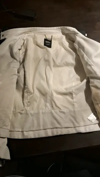 Chaqueta de cuero sintético blanca para mujer - miniatura 2