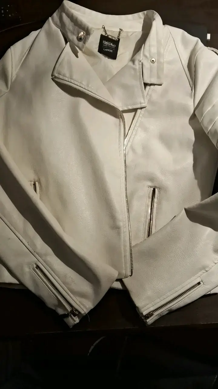 Chaqueta de cuero sintético blanca para mujer - 3