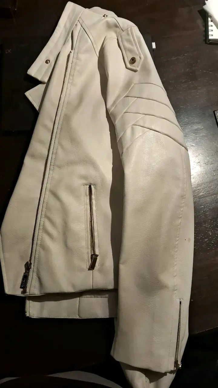 Chaqueta de cuero sintético blanca para mujer - 5