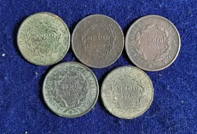 Lote x5 Medio Centavos 1851 chile - miniatura 1