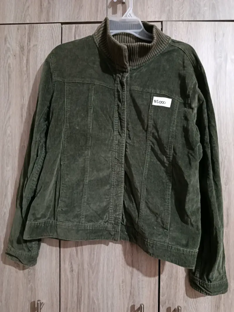 Chaqueta verde olivo, cotele, talla M/L - 6