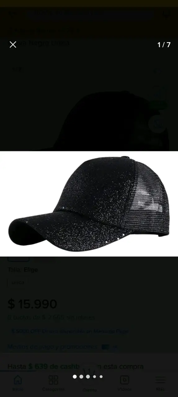 Gorra negra con brillo estilo trucker