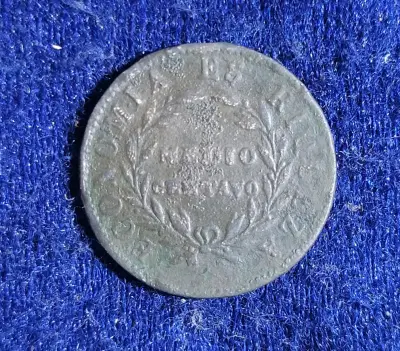Medio centavo 1853 chile cobre - miniatura 1