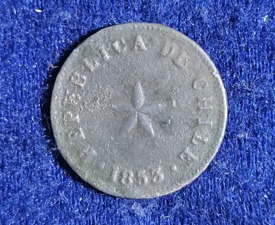 Medio centavo 1853 chile cobre - miniatura 2