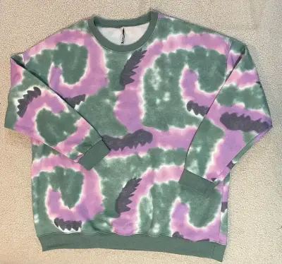 Polerón tie-dye verde y morado unisex - miniatura 2