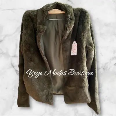 Chaqueta de piel sintética verde oliva - miniatura 2