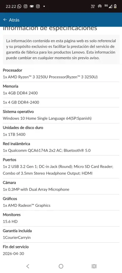 Laptop Lenovo Ideapad 3 con un teclado salido - miniatura 3