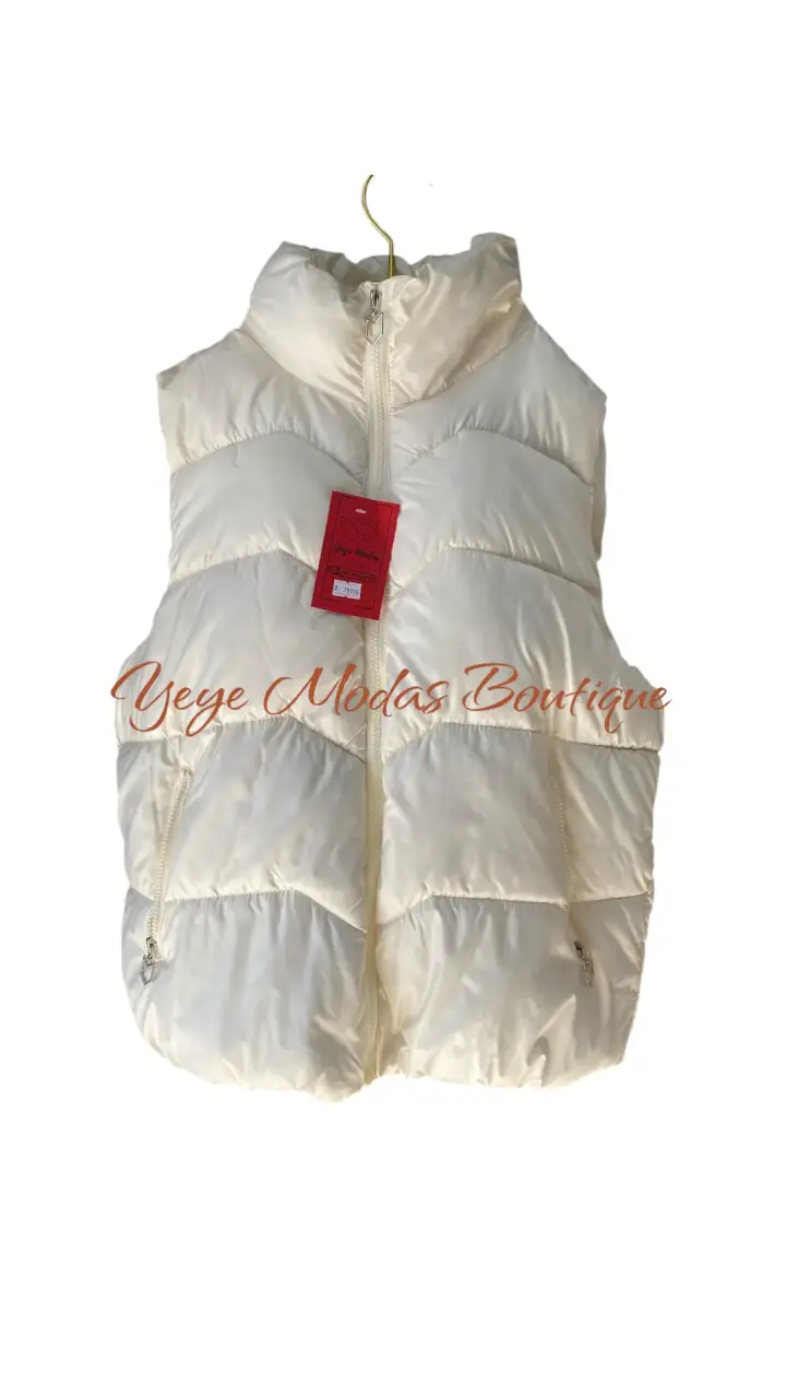 Chaleco acolchado sin mangas blanco para mujer