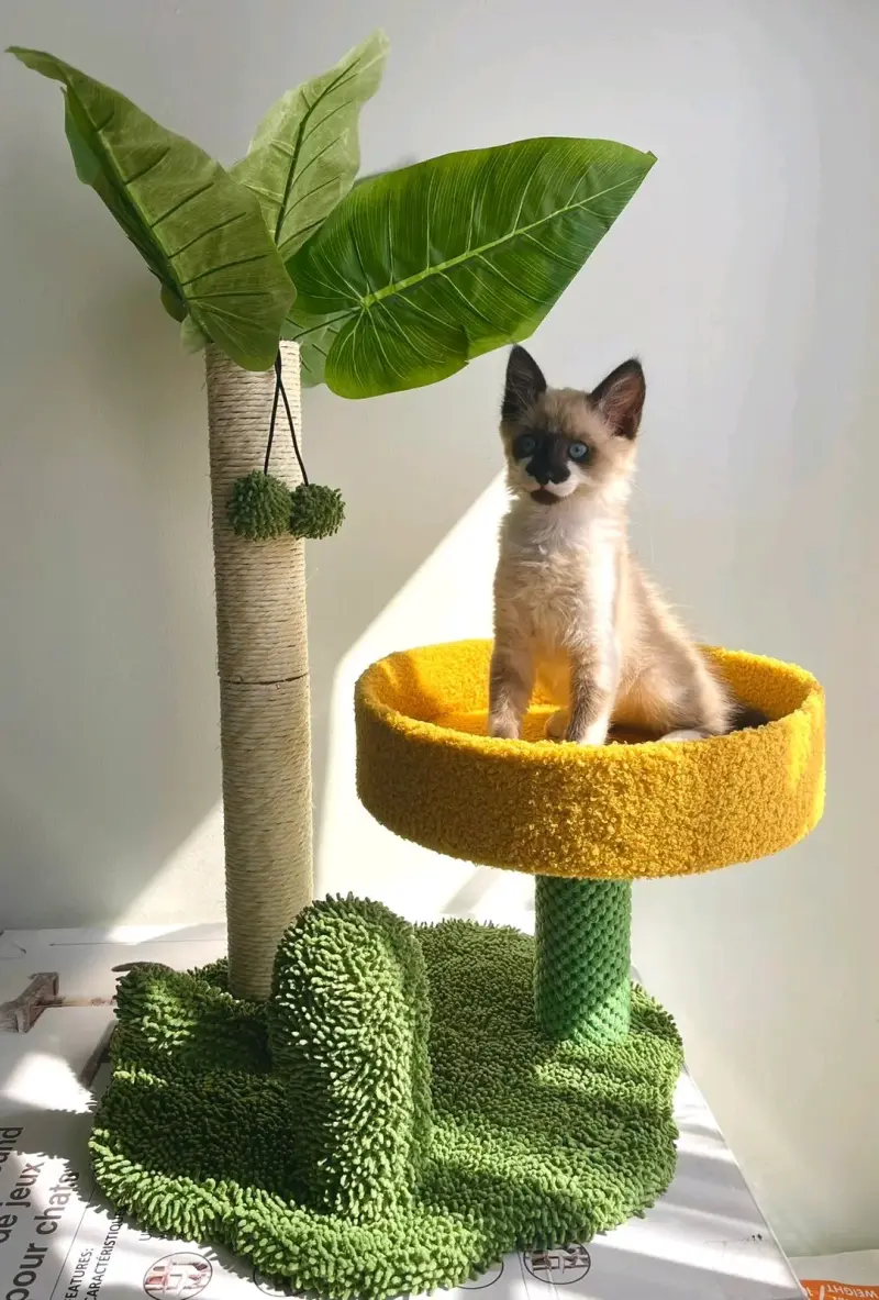 Árbol rascador para gatos con diseño tropical - 1