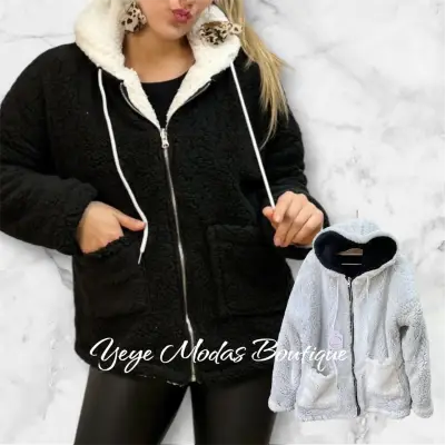 Chaqueta de polar con capucha para mujer reversibl - miniatura 2