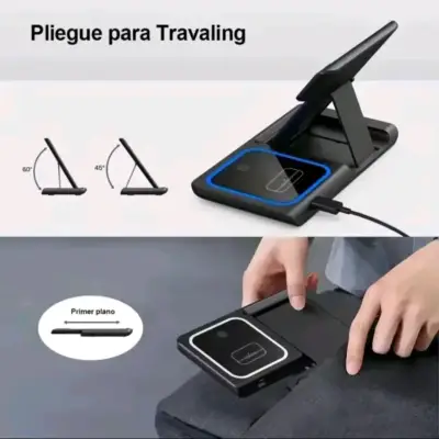 Cargador inalámbrico 3 en 1 para iPhone y Android - miniatura 3