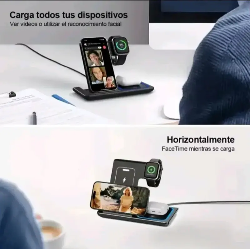 Cargador inalámbrico 3 en 1 para iPhone y Android - 4