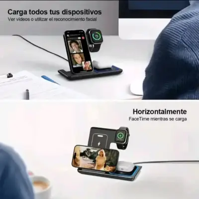 Cargador inalámbrico 3 en 1 para iPhone y Android - miniatura 4