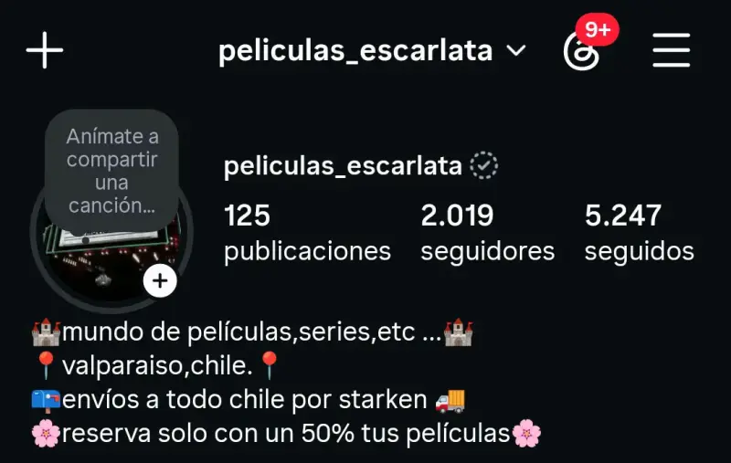Página de Instagram películas_escarlata