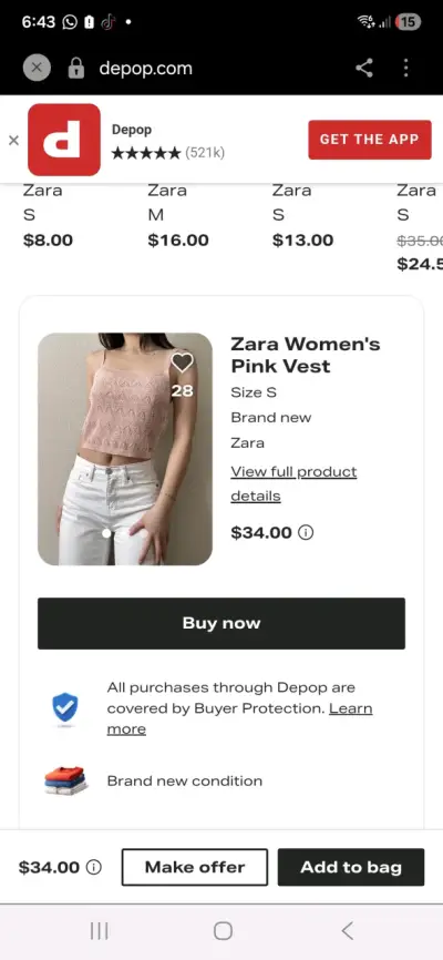Top tejido rosa Zara sin mangas - miniatura 2