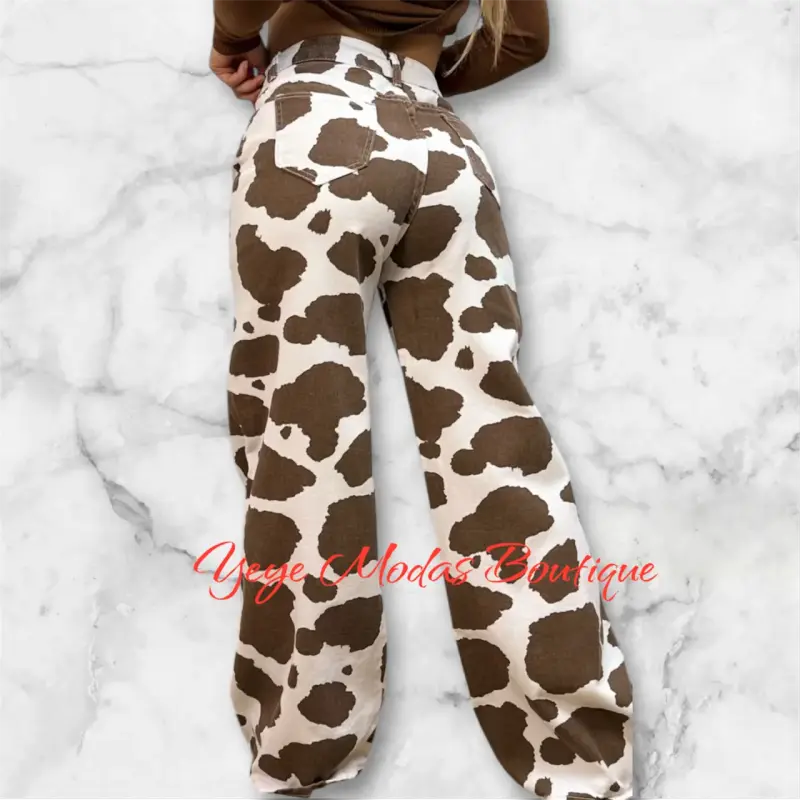 Pantalones anchos estampado vaca para mujer - 2