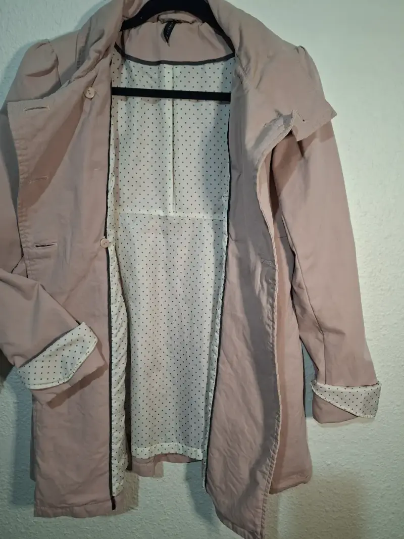 Abrigo beige con doble botonadura Alaniz talla 40 - 6
