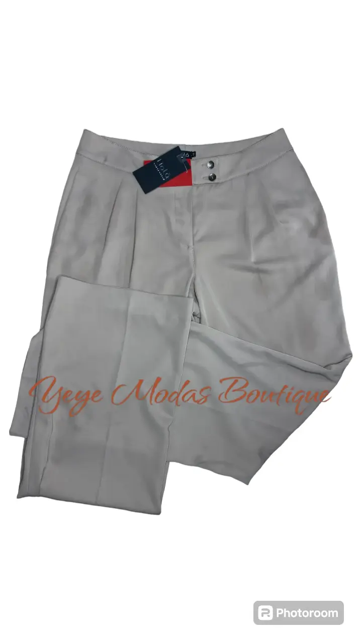 Pantalones de vestir beige para mujer - 1