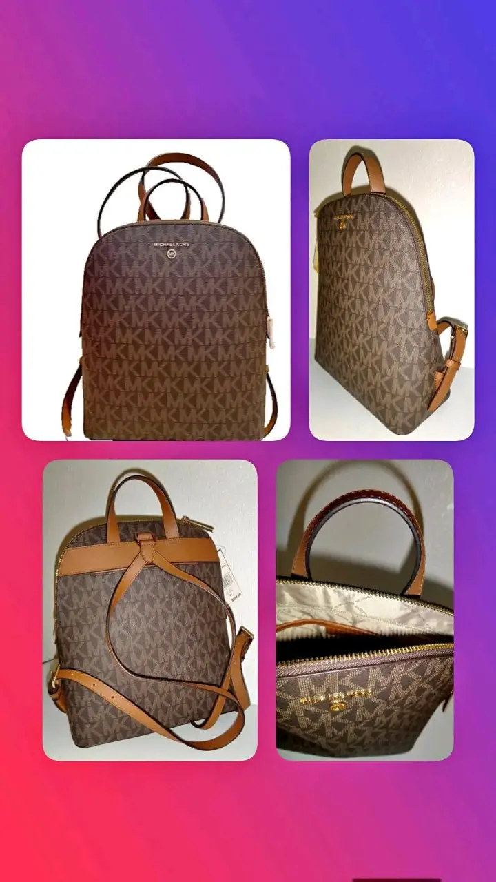 Mochila y estuche Michael Kors marrón con logo - 1